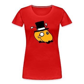 Caterpillar Sir Lord Rich Monocle Glasses Top Hat - Women's Premium Organic T-Shirt - red - Front - Mia (176cm)