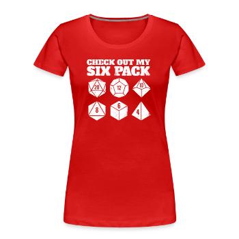Check Out My Six Pack Dice Set RPG Gamer Humor - Women's Premium Organic T-Shirt - red - Front - Mia (176cm)