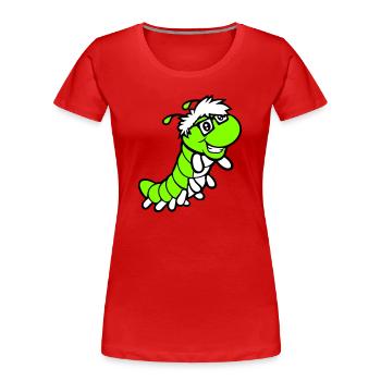 Nerd Caterpillar Intelligent Geek Worm Horn-rimmed Glasses Smart - Women's Premium Organic T-Shirt - red - Front - Mia (176cm)