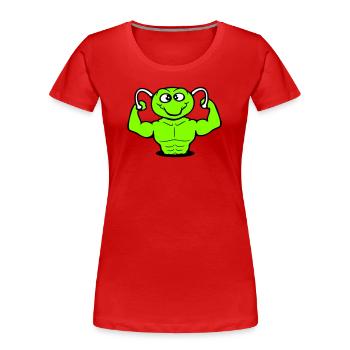 Raupe Bodybuilder Muskelaufbau Stark Fitness Gym - Frauen Premium Bio T-Shirt - Rot - Vorne - Mia (176cm)