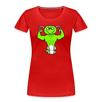 Caterpillar Bodybuilder Muscle Building Strong Fitness Gym - Women's Premium Organic T-Shirt - red - Front - Mia (176cm)