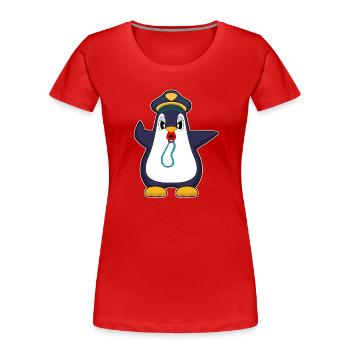 Pinguin Polizist Trillerpfeife Polizei - Frauen Premium Bio T-Shirt - Rot - Vorne - Mia (176cm)