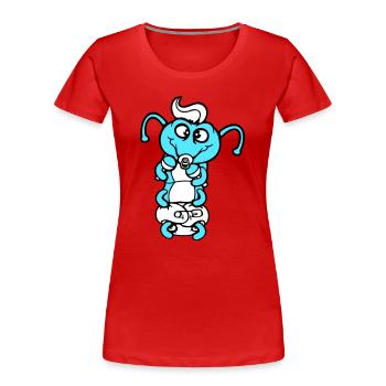 Hochet bébé chenille couche tétine enfant né - T-shirt bio Premium Femme - rouge - Devant - Mia (176cm)