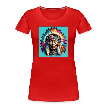 Amerikanisch, Indianer, Amerikaner - Frauen Premium Bio T-Shirt - Rot - Vorne - Mia (176cm)