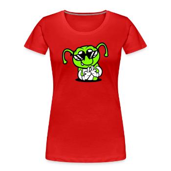 Raupe Mittelfinger Beleidigung Loch Sonnenbrille - Frauen Premium Bio T-Shirt - Rot - Vorne - Mia (176cm)