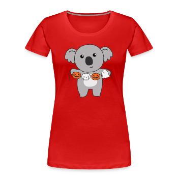 Koala Happy Halloween Citrouille Chauve-souris Costume - T-shirt bio Premium Femme - rouge - Devant - Mia (176cm)