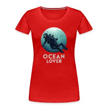 Diver Ocean Lover Underwater for Diving Friends - Women's Premium Organic T-Shirt - red - Front - Mia (176cm)