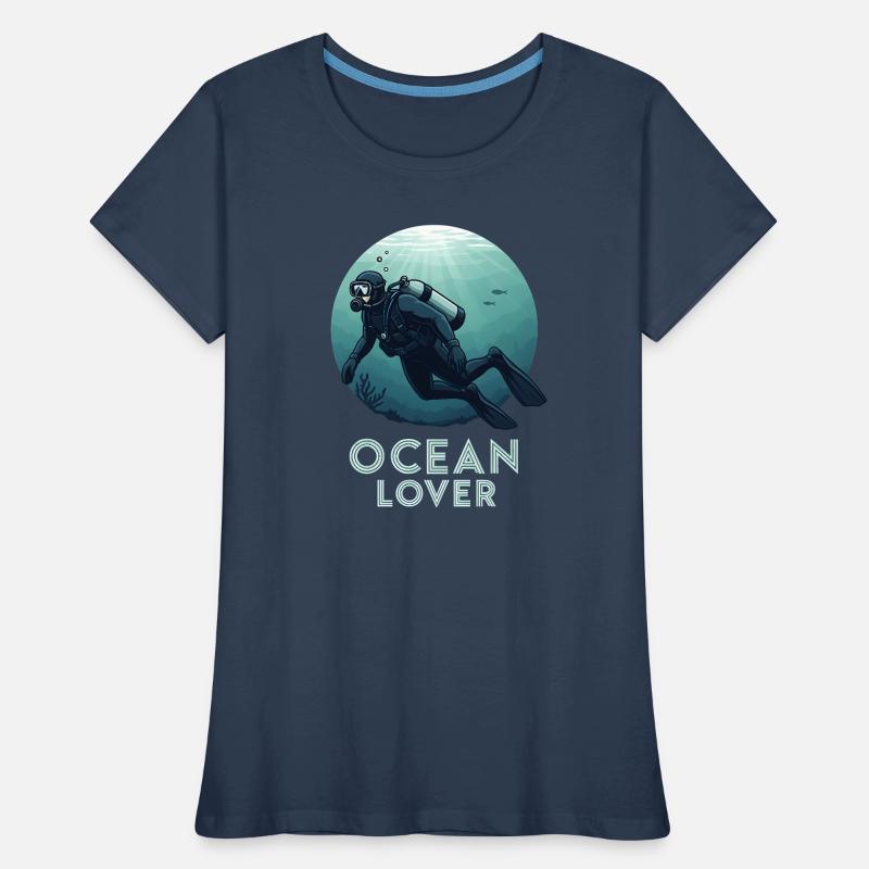 Plongeur Ocean Lover Underwater pour les amis plongeurs T-shirt bio Premium Femme