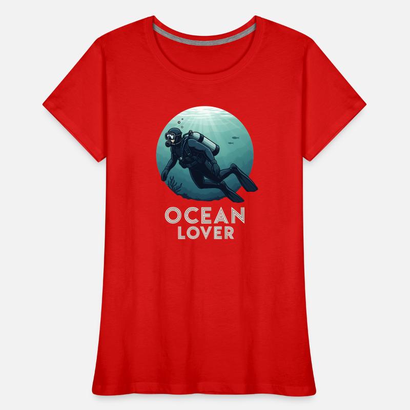 Plongeur Ocean Lover Underwater pour les amis plongeurs T-shirt bio Premium Femme