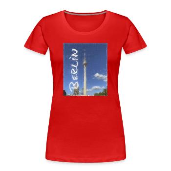 Berlin TV Tower Neon Design - Women's Premium Organic T-Shirt - red - Front - Mia (176cm)