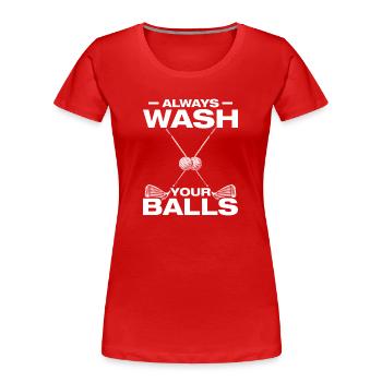 Always wash your balls Golfer Golf Golfen - Frauen Premium Bio T-Shirt - Rot - Vorne - Mia (176cm)