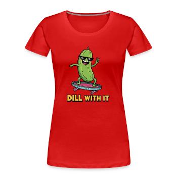 Gurken-Vibes - Frauen Premium Bio T-Shirt - Rot - Vorne - Mia (176cm)