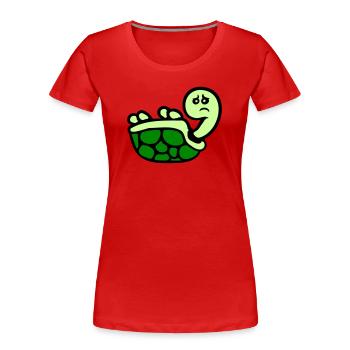Tortue renversée sur le dos, triste - T-shirt bio Premium Femme - rouge - Devant - Mia (176cm)