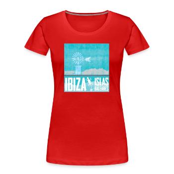 Conception des moulins à vent d’Ibiza - T-shirt bio Premium Femme - rouge - Devant - Mia (176cm)