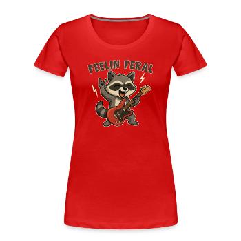 Raton Rocker Feelin Feral - T-shirt bio Premium Femme - rouge - Devant - Mia (176cm)