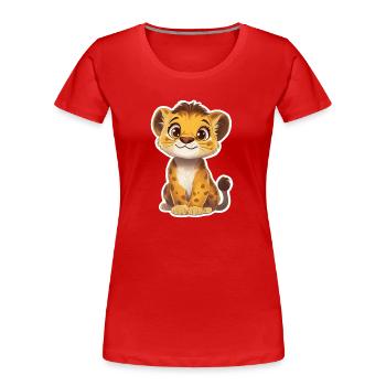 Lion - Women's Premium Organic T-Shirt - red - Front - Mia (176cm)