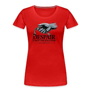 Resilient Hand Holding Frayed Rope - Women's Premium Organic T-Shirt - red - Front - Mia (176cm)