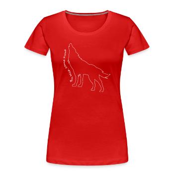 Heulender Wolf Linie Kunst Design - Frauen Premium Bio T-Shirt - Rot - Vorne - Mia (176cm)