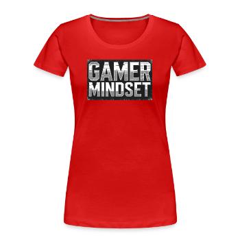 Gamer Mindset Typografie, Liebe Gaming - Frauen Premium Bio T-Shirt - Rot - Vorne - Mia (176cm)
