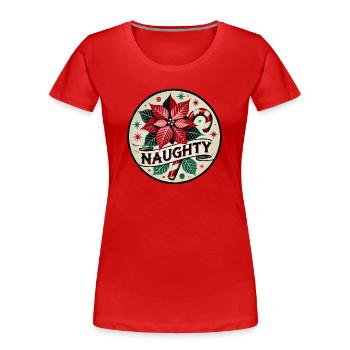 Motif de Noël festif avec poinsettia et canne à sucre - T-shirt bio Premium Femme - rouge - Devant - Mia (176cm)