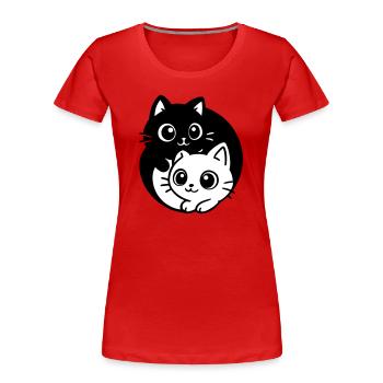 Ying Yang Kawaii Chats Icône - T-shirt bio Premium Femme - rouge - Devant - Mia (176cm)