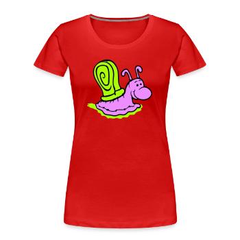 Escargot Slime Trail Mignon Mignon Heureux Cool - T-shirt bio Premium Femme - rouge - Devant - Mia (176cm)