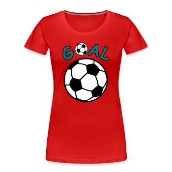 Fussball mit Goal Schriftzug - Frauen Premium Bio T-Shirt - Rot - Vorne - Mia (176cm)