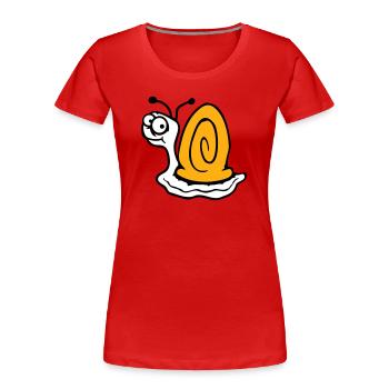 Schnecke ängstlich unsicher nach hinten gucken süß - Frauen Premium Bio T-Shirt - Rot - Vorne - Mia (176cm)