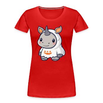 Rhinocéros Halloween fantôme - T-shirt bio Premium Femme - rouge - Devant - Mia (176cm)