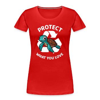 Schütze, was du liebst – Schildkröten-Schutz - Frauen Premium Bio T-Shirt - Rot - Vorne - Mia (176cm)