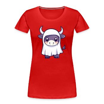 Bull Halloween fantôme - T-shirt bio Premium Femme - rouge - Devant - Mia (176cm)