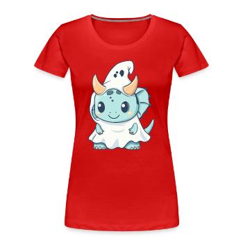 Dinosaur triceratops Halloween Ghost - Women's Premium Organic T-Shirt - red - Front - Mia (176cm)