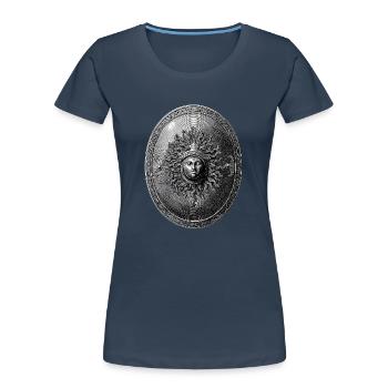 Antikes Schild – Klassische Gravur - Frauen Premium Bio T-Shirt - Navy - Vorne - Mia (176cm)