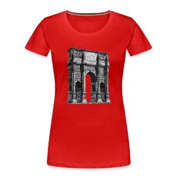 Arc de triomphe romain – Gravure antique - T-shirt bio Premium Femme - rouge - Devant - Mia (176cm)