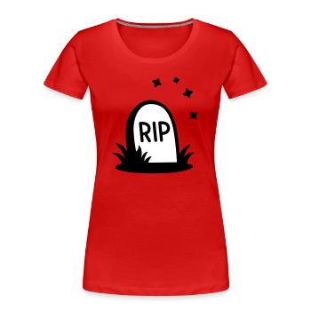 RIP Halloween Tombstone Silhouette - Women's Premium Organic T-Shirt - red - Front - Mia (176cm)