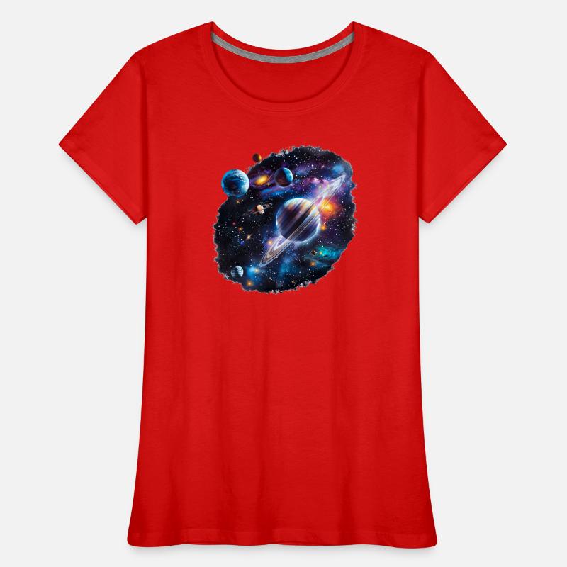 Galactic Planetary System Pattern Women's Premium Organic T-Shirt