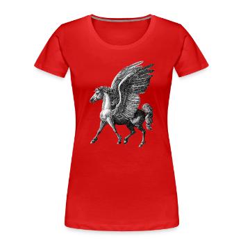 Winged Pegasus – Mythological Engraving - Women's Premium Organic T-Shirt - red - Front - Mia (176cm)