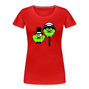 2 Frogs Sir Lunettes Empire Monocle Homme Chapeau Haut de forme - T-shirt bio Premium Femme - rouge - Devant - Mia (176cm)