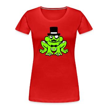 Mr Frosch Sir Herr reich Monokel Brille Zylinder - Frauen Premium Bio T-Shirt - Rot - Vorne - Mia (176cm)