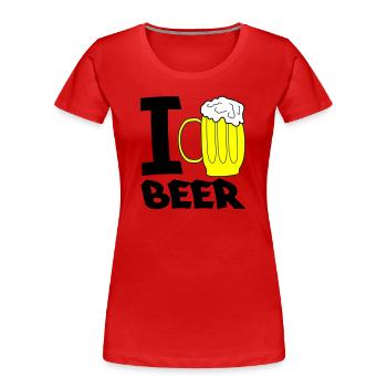 Croquis de chope de chope de bière jaune - T-shirt bio Premium Femme - rouge - Devant - Mia (176cm)
