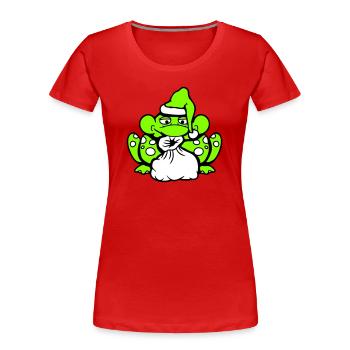 Frog Santa Claus Christmas Hat Gift - Women's Premium Organic T-Shirt - red - Front - Mia (176cm)