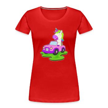 Unicorn Car - Women's Premium Organic T-Shirt - red - Front - Mia (176cm)