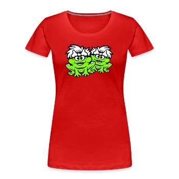 2 grenouilles couple femmes crapaud drôle amoureux mignon - T-shirt bio Premium Femme - rouge - Devant - Mia (176cm)