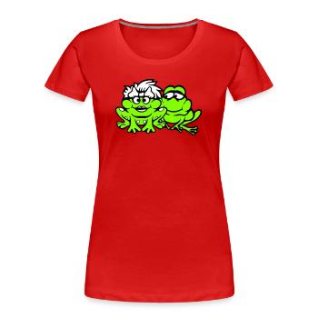2 Frösche Pärchen Frau Mann Kröte Lustig Verliebt - Frauen Premium Bio T-Shirt - Rot - Vorne - Mia (176cm)