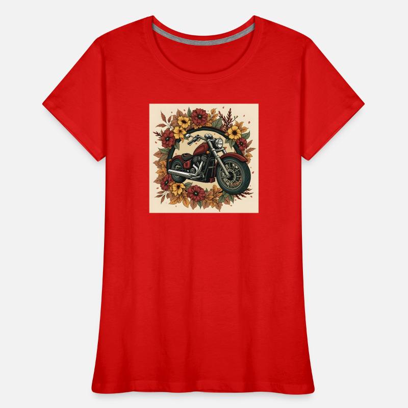 Roue de fleurs d’impression en bloc T-shirt bio Premium Femme
