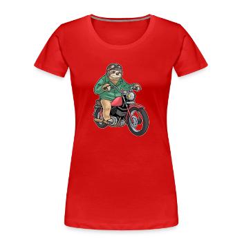 Sloth Motorcycle - Women's Premium Organic T-Shirt - red - Front - Mia (176cm)