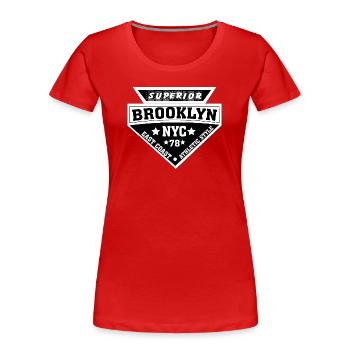Brooklyn NYC Athletic Schild - Frauen Premium Bio T-Shirt - Rot - Vorne - Mia (176cm)