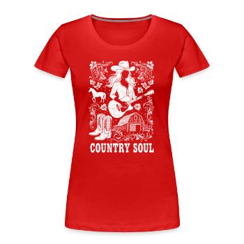 Country Soul Silhouette and Guitar - Women's Premium Organic T-Shirt - red - Front - Mia (176cm)