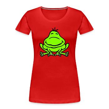 Frosch Kröte lächelt lustig Comic glücklich süß - Frauen Premium Bio T-Shirt - Rot - Vorne - Mia (176cm)