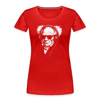 Vintage Schopenhauer Deutscher Philosoph Porträt - Frauen Premium Bio T-Shirt - Rot - Vorne - Mia (176cm)